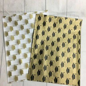 New 54 Pieces Graduation Cap Hat Gold White Black Metallic Tissue Paper 14”x20”